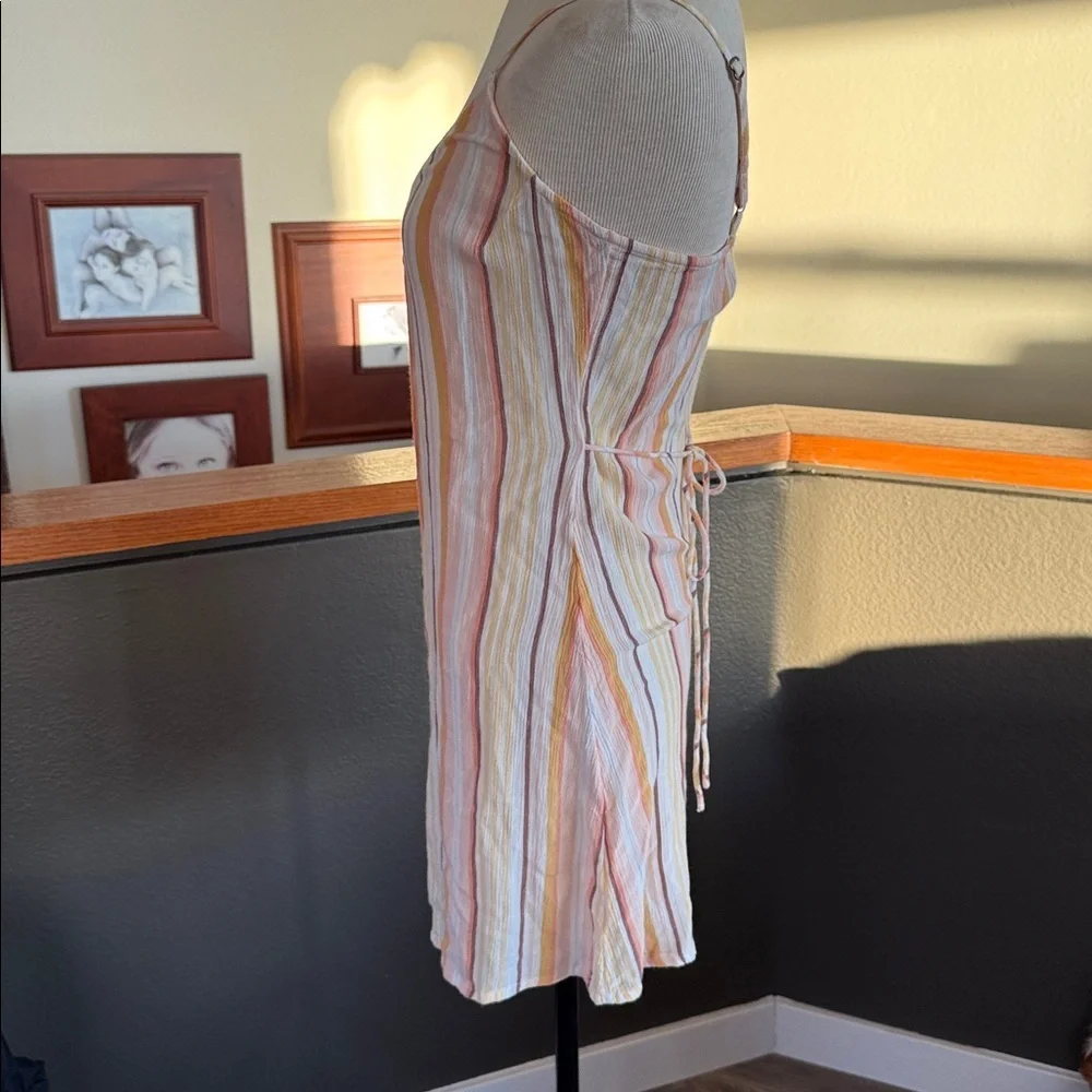 Billabong Striped Lightweight dress - Peach & Cream striped wood buttons small - Picture 5 of 8